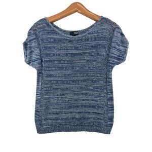 ANA Womens Sweater Sz S Blue Short Slv Heathered Casual Comfy Beachy CottageCore